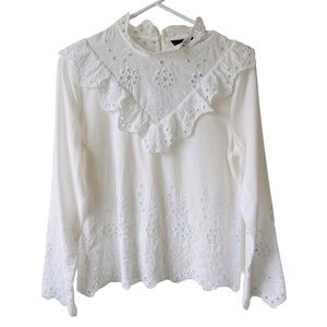 Zara Women’s White Embroidered Top Size Small
